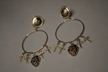 Load image into Gallery viewer, GOLD CHARMED HOOP
